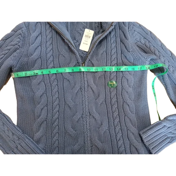 L.L. Bean Women's Cable Knit Blue Cardigan - Picture 2 of 7